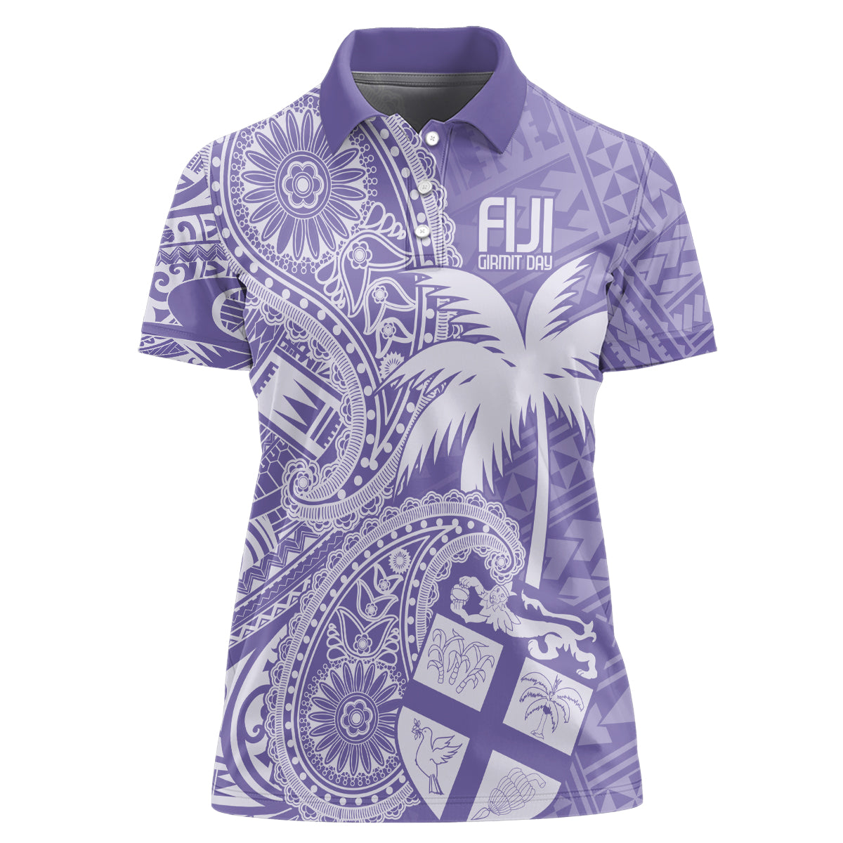 Custom Indo Fijians Women Polo Shirt Fiji ke Hindustani Polyneisan Paisley Purple Style - Wonder Print Shop