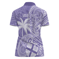Custom Indo Fijians Women Polo Shirt Fiji ke Hindustani Polyneisan Paisley Purple Style - Wonder Print Shop