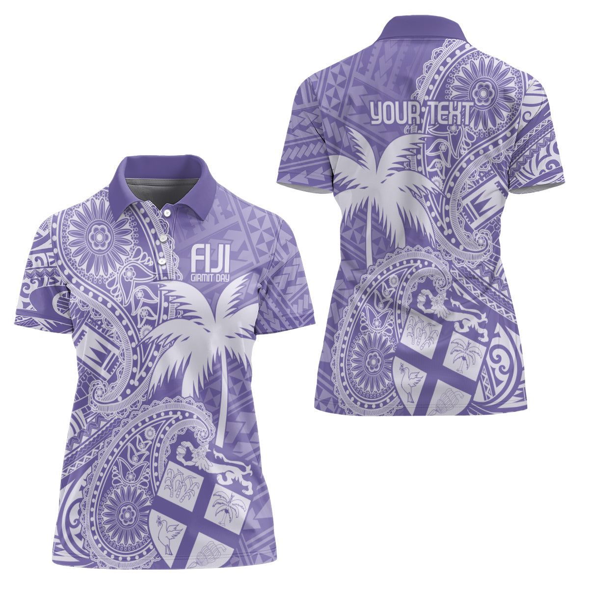 Custom Indo Fijians Women Polo Shirt Fiji ke Hindustani Polyneisan Paisley Purple Style - Wonder Print Shop