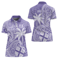 Custom Indo Fijians Women Polo Shirt Fiji ke Hindustani Polyneisan Paisley Purple Style - Wonder Print Shop