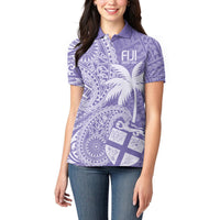 Custom Indo Fijians Women Polo Shirt Fiji ke Hindustani Polyneisan Paisley Purple Style - Wonder Print Shop