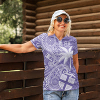 Custom Indo Fijians Women Polo Shirt Fiji ke Hindustani Polyneisan Paisley Purple Style - Wonder Print Shop