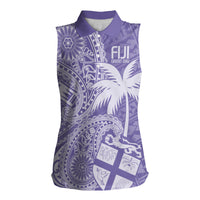Custom Indo Fijians Women Sleeveless Polo Shirt Fiji ke Hindustani Polyneisan Paisley Purple Style - Wonder Print Shop
