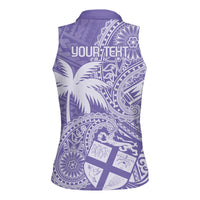 Custom Indo Fijians Women Sleeveless Polo Shirt Fiji ke Hindustani Polyneisan Paisley Purple Style - Wonder Print Shop