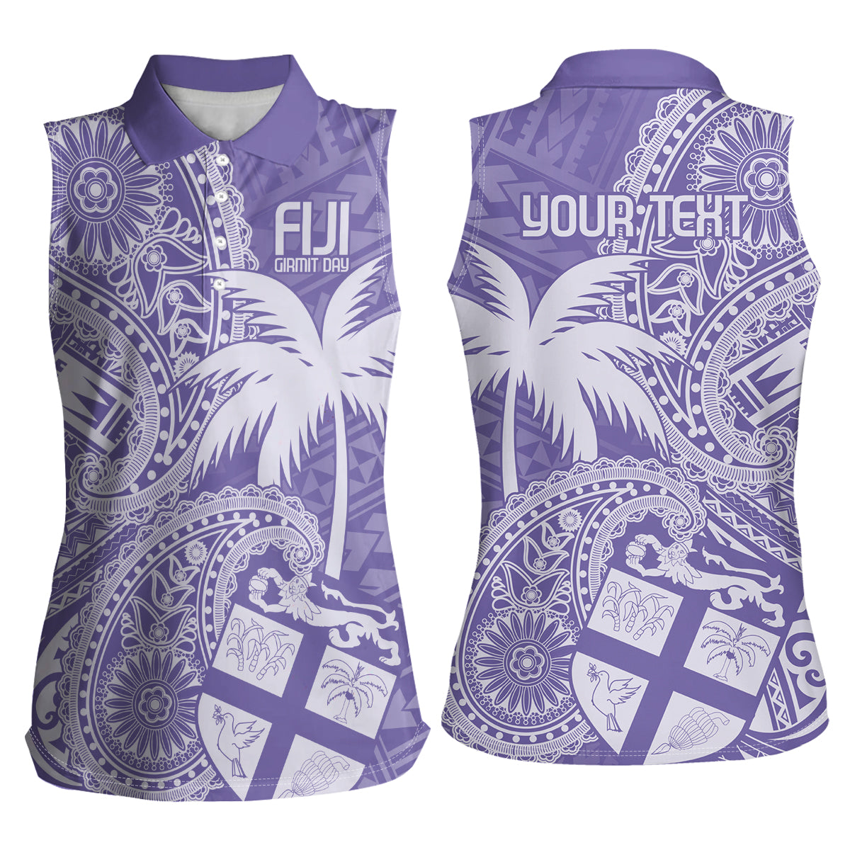 Custom Indo Fijians Women Sleeveless Polo Shirt Fiji ke Hindustani Polyneisan Paisley Purple Style - Wonder Print Shop