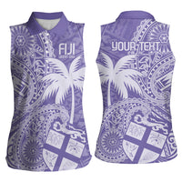 Custom Indo Fijians Women Sleeveless Polo Shirt Fiji ke Hindustani Polyneisan Paisley Purple Style - Wonder Print Shop