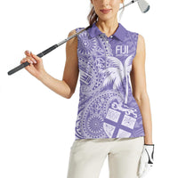 Custom Indo Fijians Women Sleeveless Polo Shirt Fiji ke Hindustani Polyneisan Paisley Purple Style - Wonder Print Shop