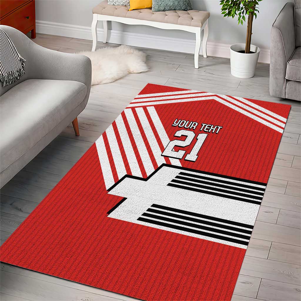 Swiss Football Custom Area Rug 1990-1992 Retro Red Switzerland Vintage