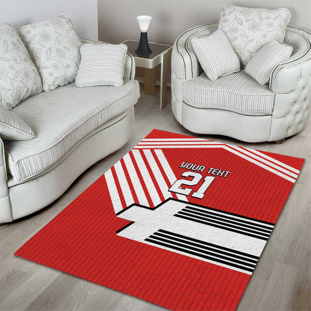 Swiss Football Custom Area Rug 1990-1992 Retro Red Switzerland Vintage