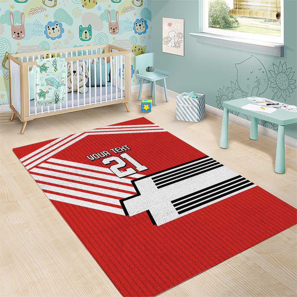 Swiss Football Custom Area Rug 1990-1992 Retro Red Switzerland Vintage