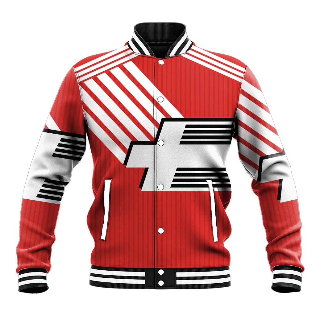 Swiss Football Custom Baseball Jacket 1990-1992 Retro Red Switzerland Vintage