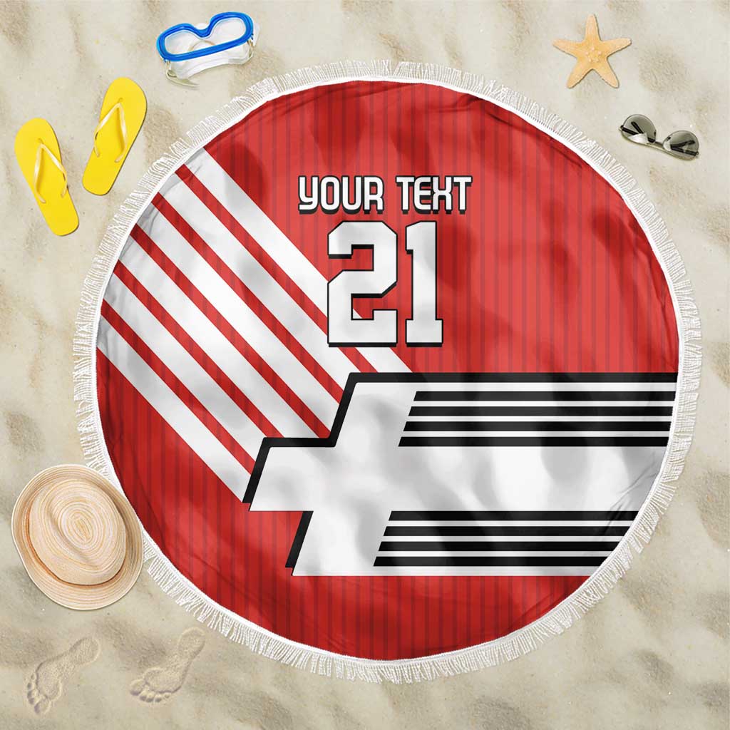 Swiss Football Custom Beach Blanket 1990-1992 Retro Red Switzerland Vintage