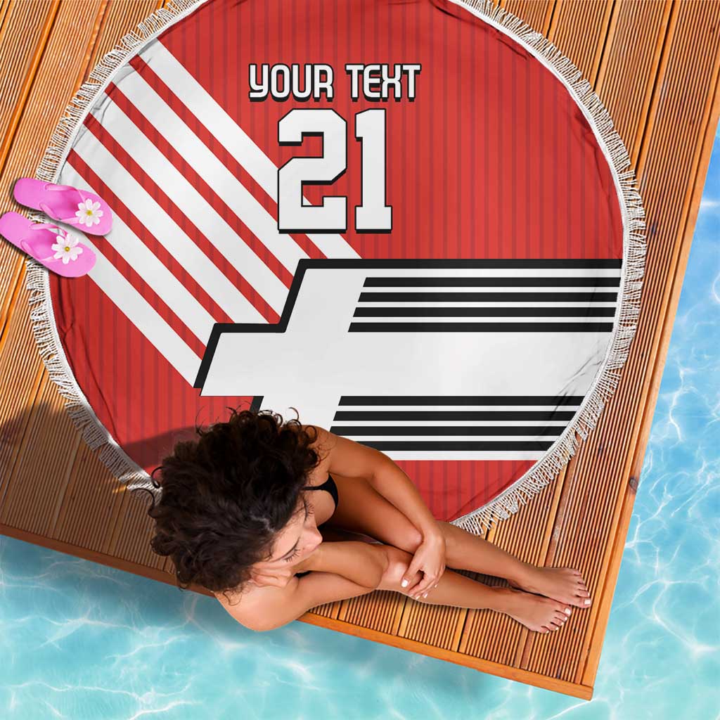 Swiss Football Custom Beach Blanket 1990-1992 Retro Red Switzerland Vintage