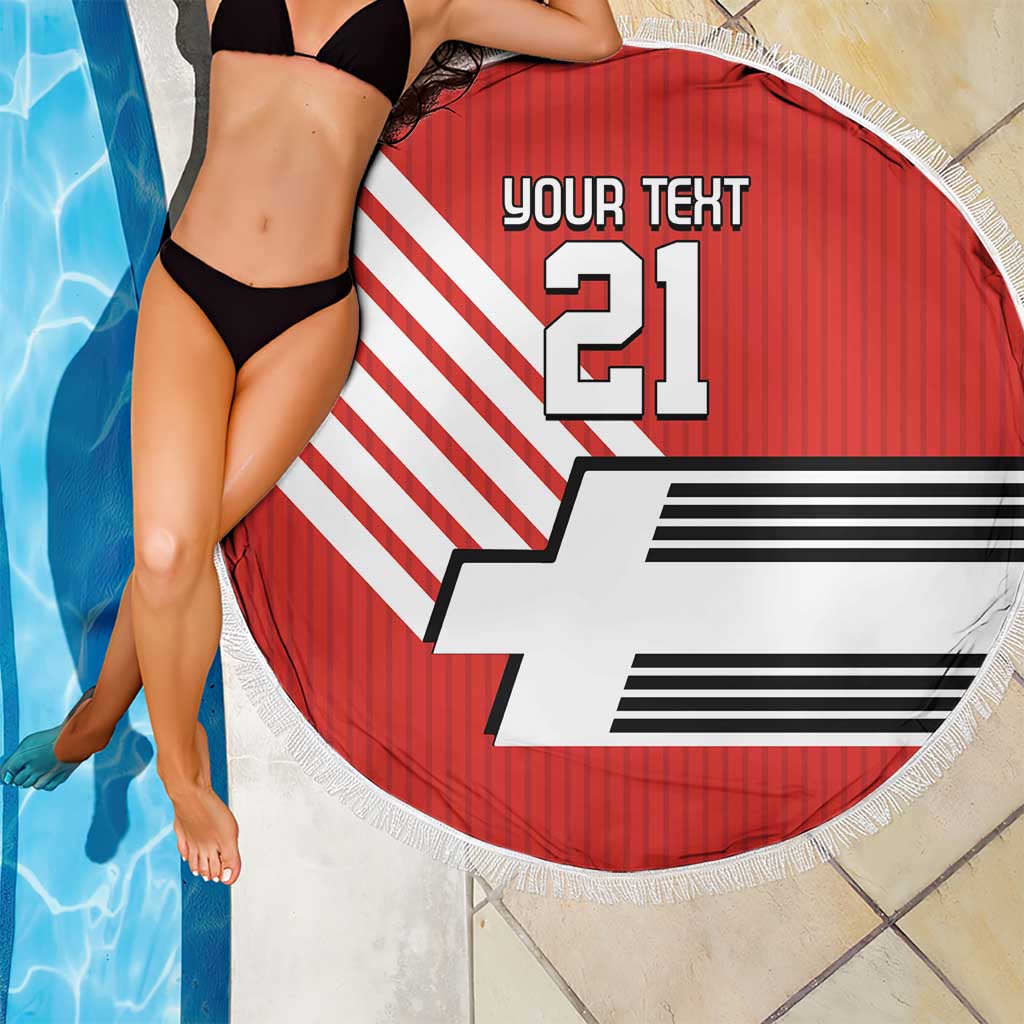 Swiss Football Custom Beach Blanket 1990-1992 Retro Red Switzerland Vintage