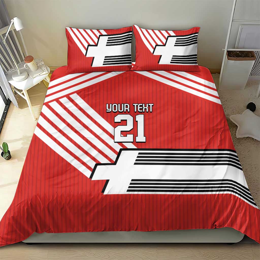 Swiss Football Custom Bedding Set 1990-1992 Retro Red Switzerland Vintage