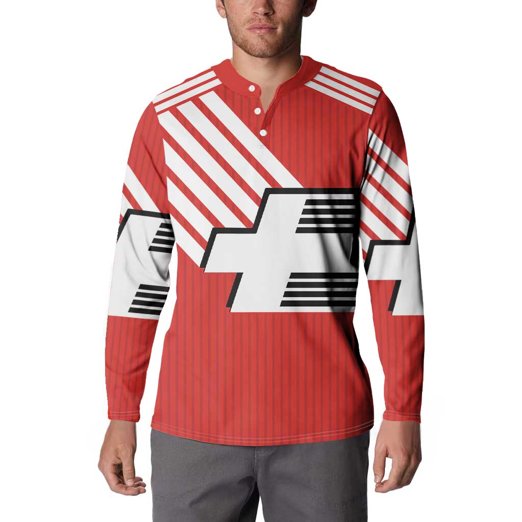 Swiss Football Custom Button Sweatshirt 1990-1992 Retro Red Switzerland Vintage