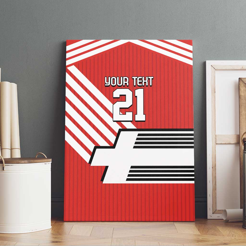 Swiss Football Custom Canvas Wall Art 1990-1992 Retro Red Switzerland Vintage