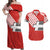 Swiss Football Custom Couples Matching Off Shoulder Maxi Dress and Hawaiian Shirt 1990-1992 Retro Red Switzerland Vintage