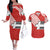 Swiss Football Custom Couples Matching Off The Shoulder Long Sleeve Dress and Hawaiian Shirt 1990-1992 Retro Red Switzerland Vintage