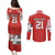 Swiss Football Custom Couples Matching Puletasi and Long Sleeve Button Shirt 1990-1992 Retro Red Switzerland Vintage