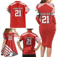 Swiss Football Custom Family Matching Long Sleeve Bodycon Dress and Hawaiian Shirt 1990-1992 Retro Red Switzerland Vintage