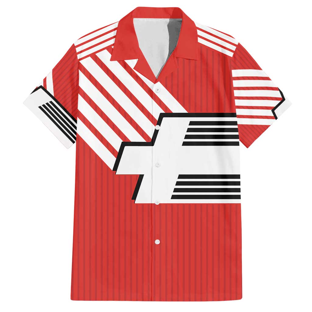 Swiss Football Custom Family Matching Long Sleeve Bodycon Dress and Hawaiian Shirt 1990-1992 Retro Red Switzerland Vintage