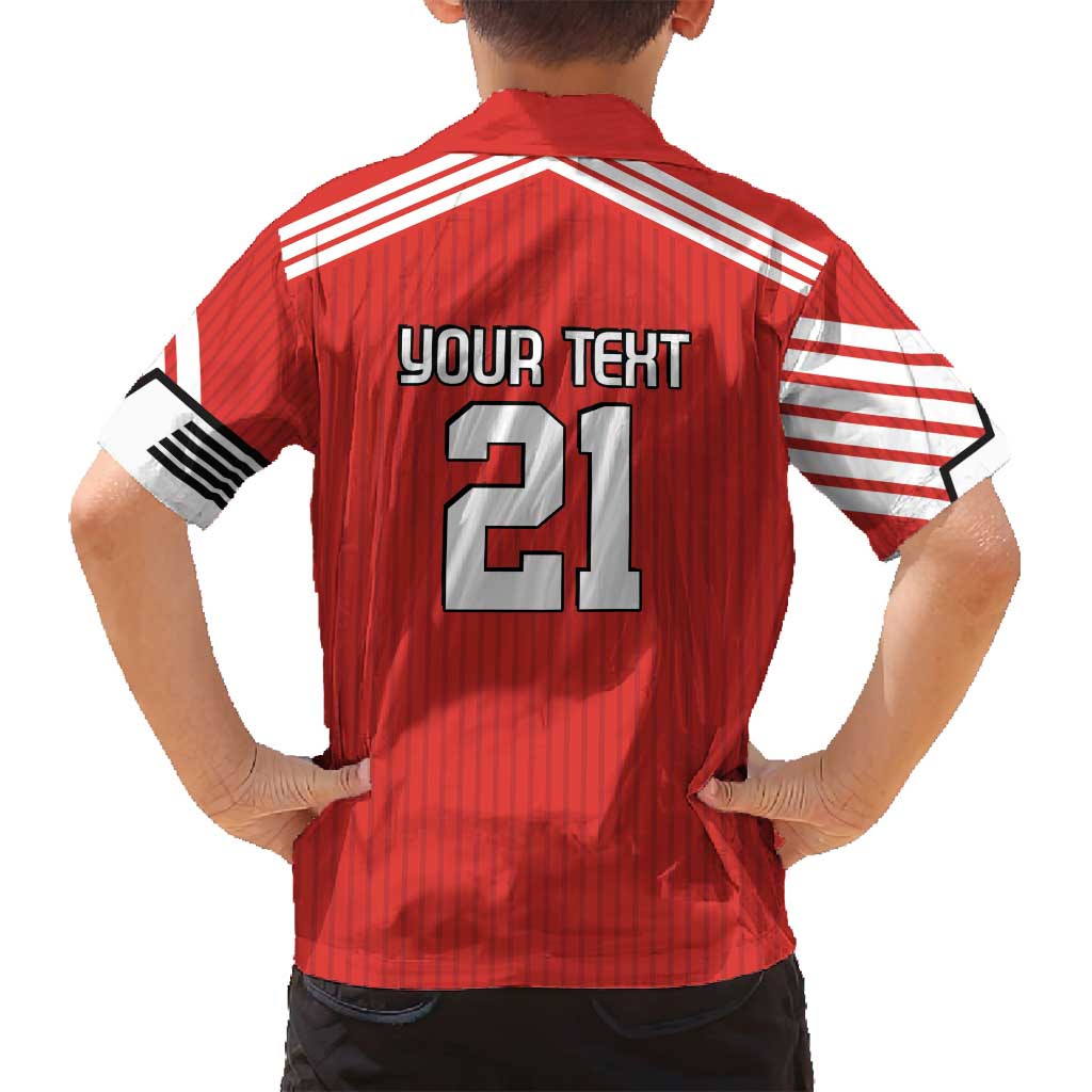 Swiss Football Custom Family Matching Off Shoulder Short Dress and Hawaiian Shirt 1990-1992 Retro Red Switzerland Vintage