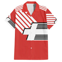 Swiss Football Custom Family Matching Off Shoulder Short Dress and Hawaiian Shirt 1990-1992 Retro Red Switzerland Vintage