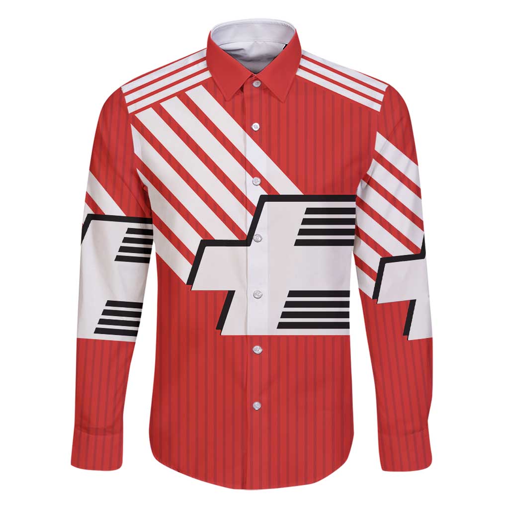Swiss Football Custom Family Matching Puletasi and Hawaiian Shirt 1990-1992 Retro Red Switzerland Vintage