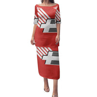 Swiss Football Custom Family Matching Puletasi and Hawaiian Shirt 1990-1992 Retro Red Switzerland Vintage