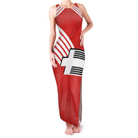 Swiss Football Custom Family Matching Tank Maxi Dress and Hawaiian Shirt 1990-1992 Retro Red Switzerland Vintage