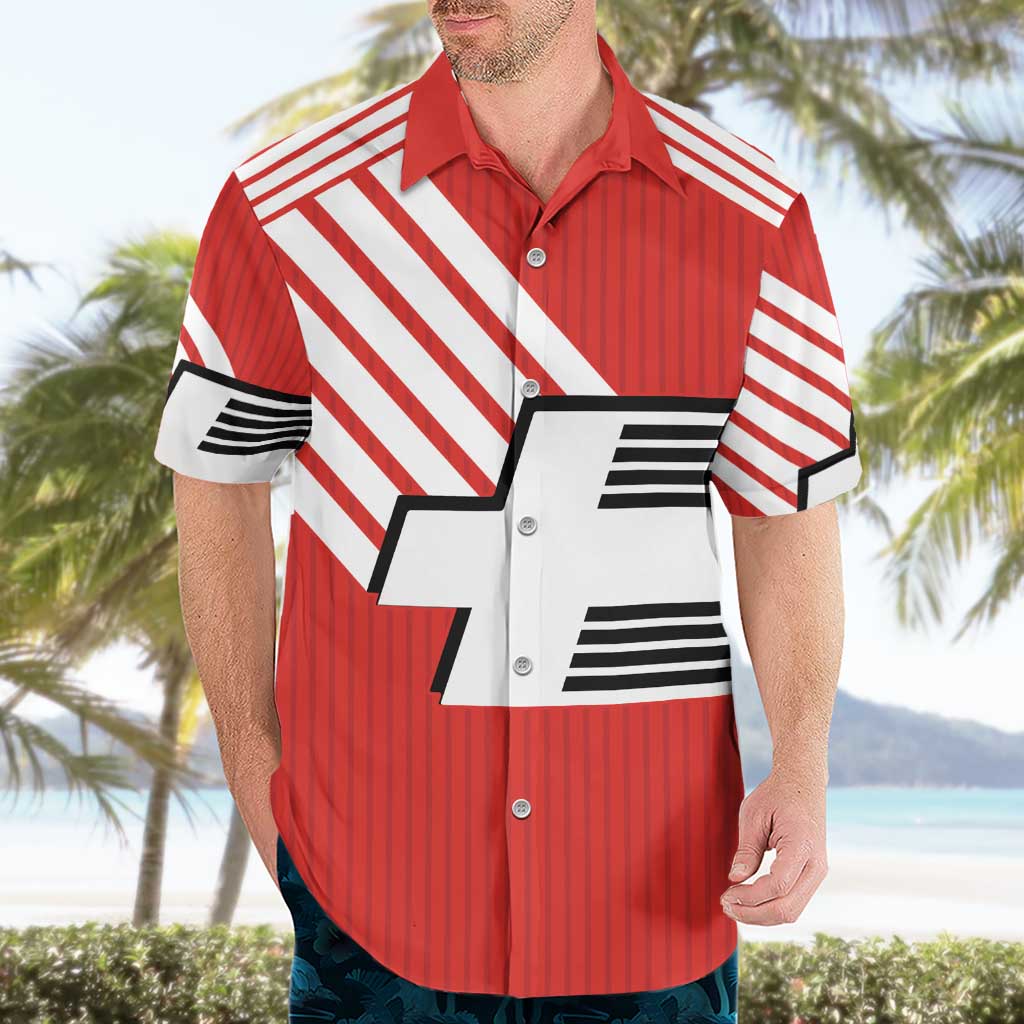 Swiss Football Custom Hawaiian Shirt 1990-1992 Retro Red Switzerland Vintage