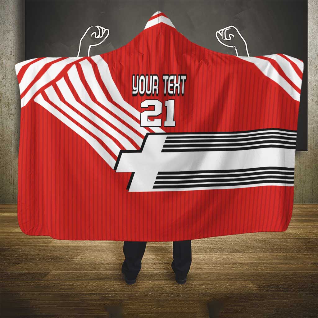 Swiss Football Custom Hooded Blanket 1990-1992 Retro Red Switzerland Vintage
