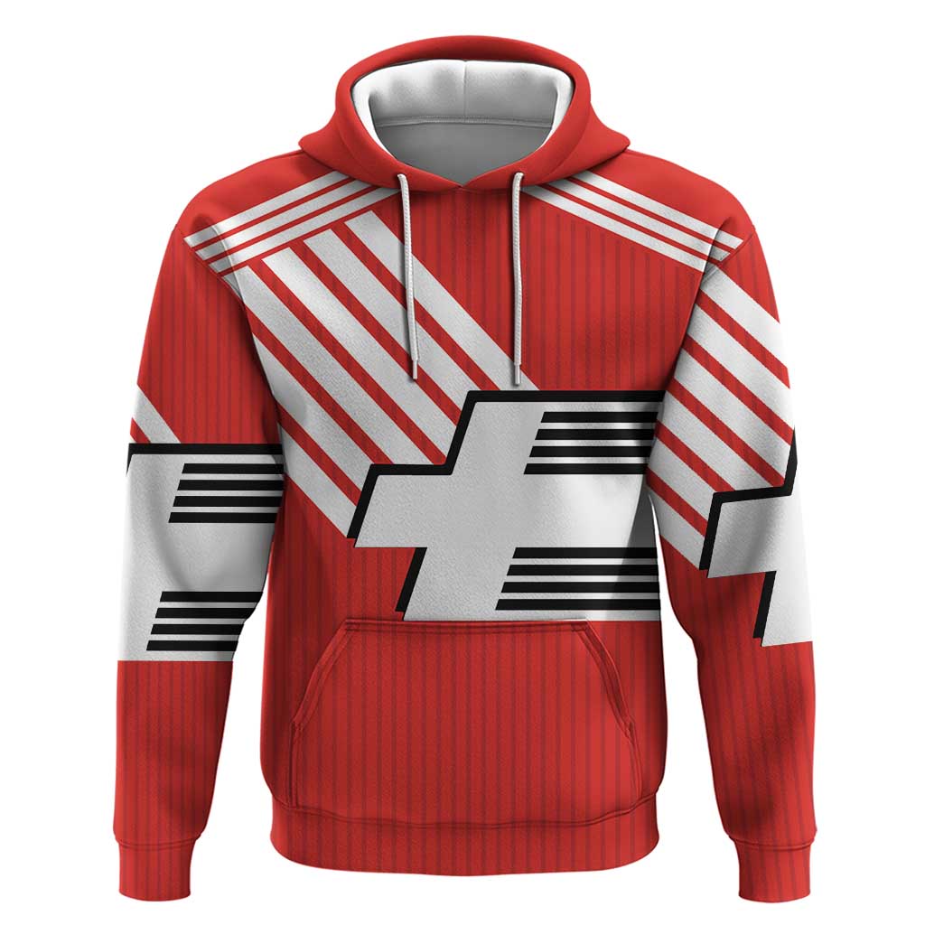Swiss Football Custom Hoodie 1990-1992 Retro Red Switzerland Vintage