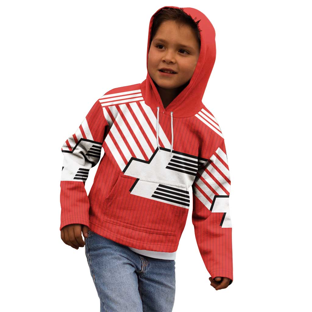 Swiss Football Custom Kid Hoodie 1990-1992 Retro Red Switzerland Vintage