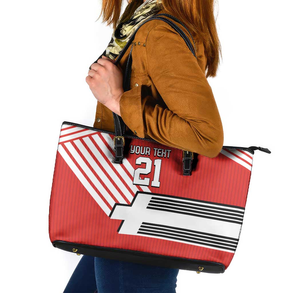 Swiss Football Custom Leather Tote Bag 1990-1992 Retro Red Switzerland Vintage