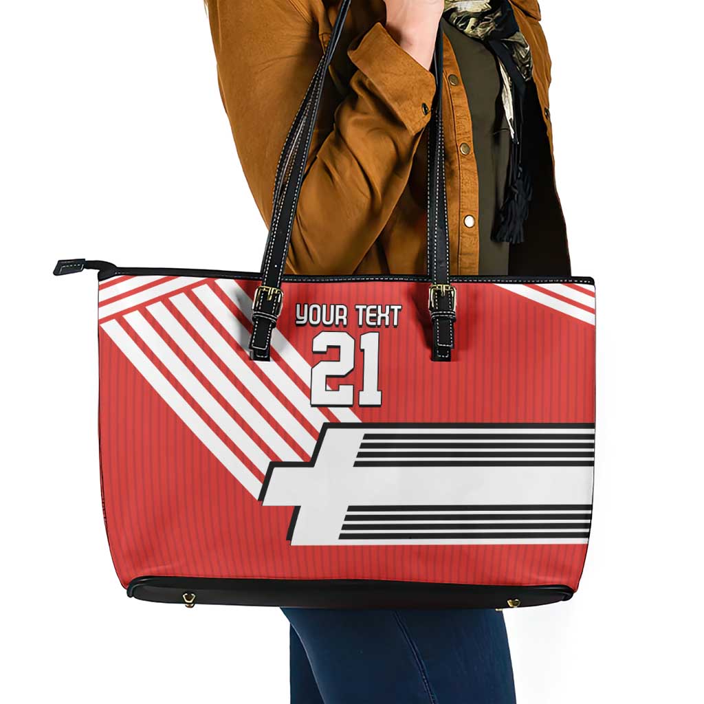 Swiss Football Custom Leather Tote Bag 1990-1992 Retro Red Switzerland Vintage