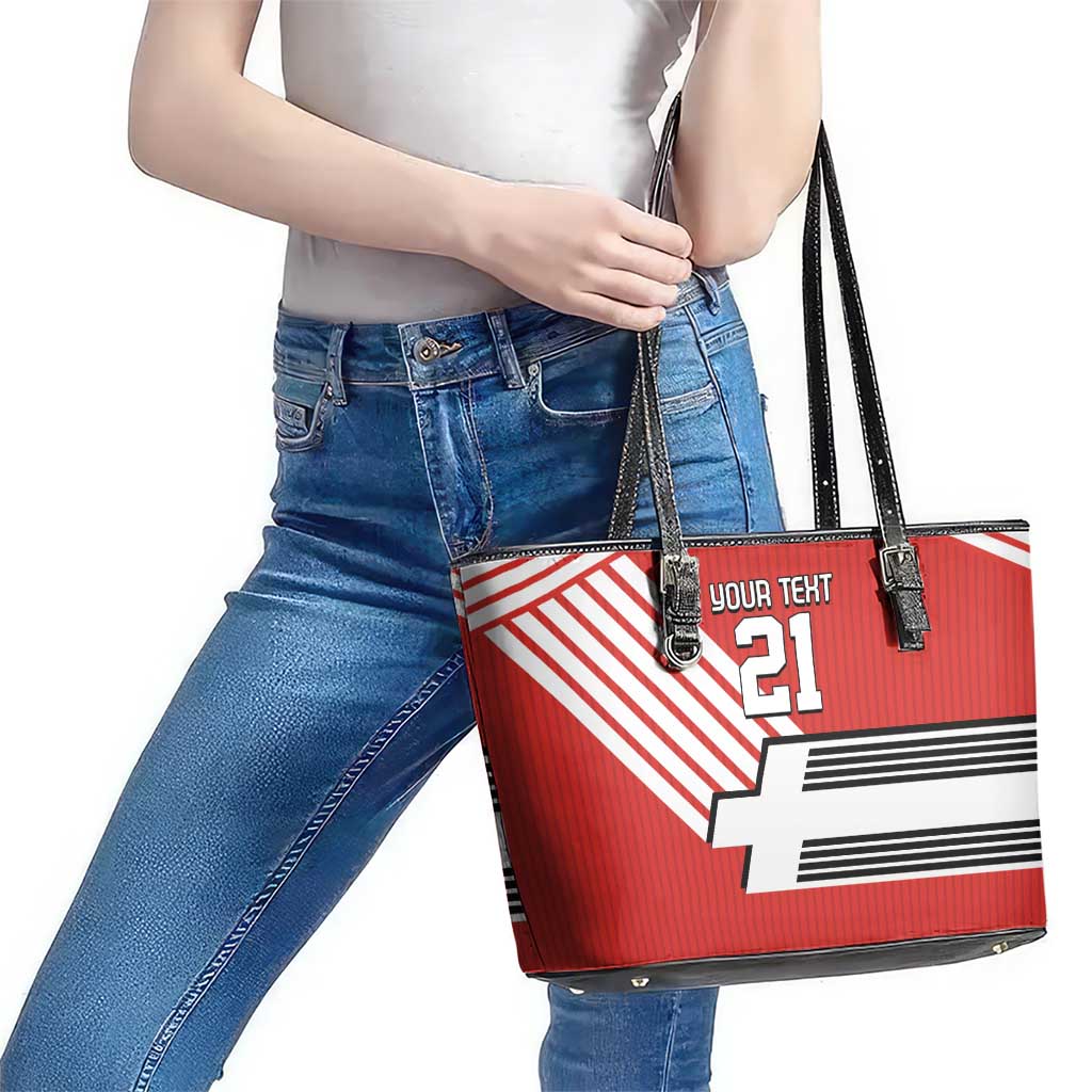 Swiss Football Custom Leather Tote Bag 1990-1992 Retro Red Switzerland Vintage