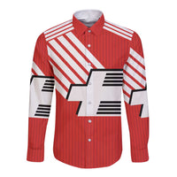 Swiss Football Custom Long Sleeve Button Shirt 1990-1992 Retro Red Switzerland Vintage