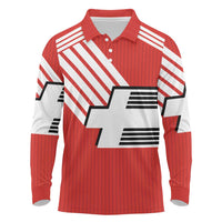 Swiss Football Custom Long Sleeve Polo Shirt 1990-1992 Retro Red Switzerland Vintage