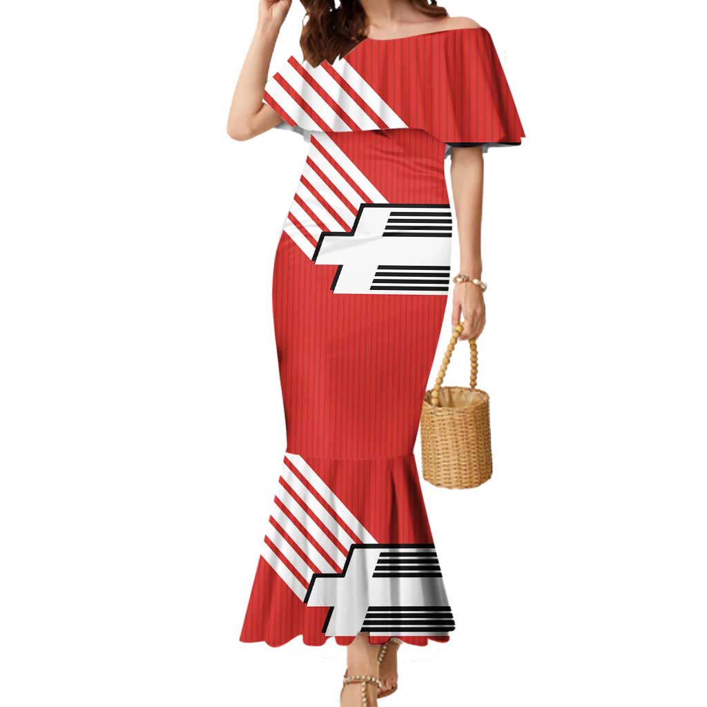 Swiss Football Custom Mermaid Dress 1990-1992 Retro Red Switzerland Vintage