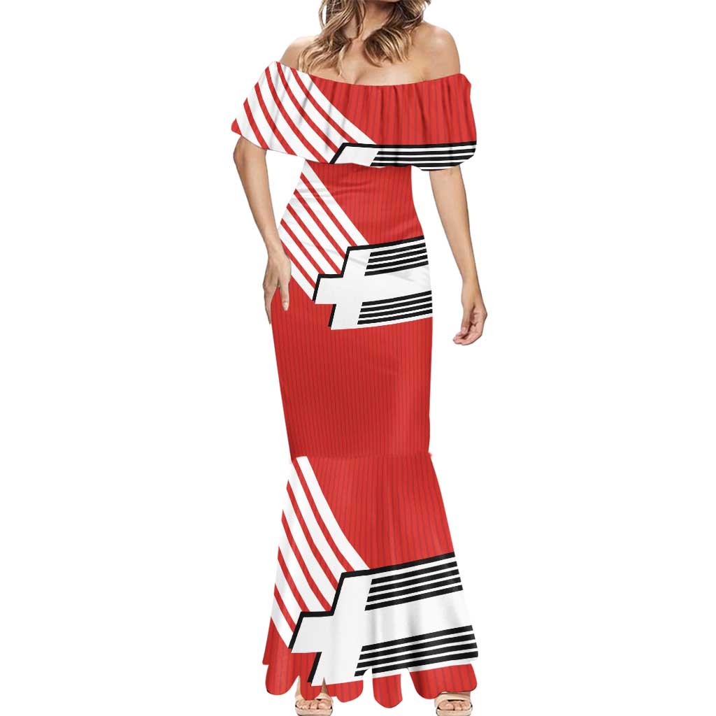 Swiss Football Custom Mermaid Dress 1990-1992 Retro Red Switzerland Vintage