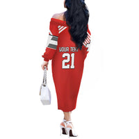 Swiss Football Custom Off The Shoulder Long Sleeve Dress 1990-1992 Retro Red Switzerland Vintage