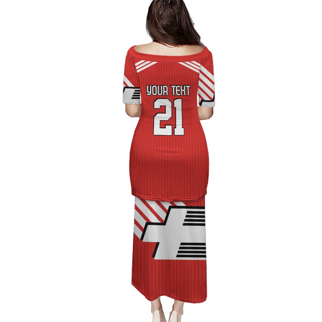 Swiss Football Custom Puletasi 1990-1992 Retro Red Switzerland Vintage