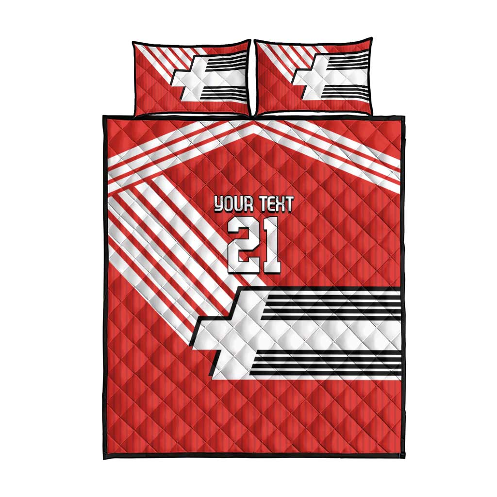Swiss Football Custom Quilt Bed Set 1990-1992 Retro Red Switzerland Vintage