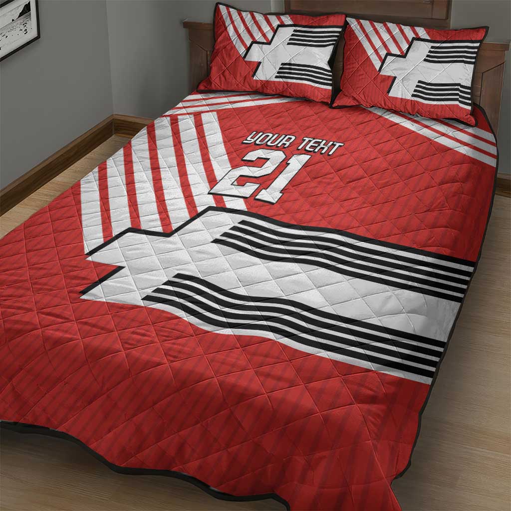 Swiss Football Custom Quilt Bed Set 1990-1992 Retro Red Switzerland Vintage