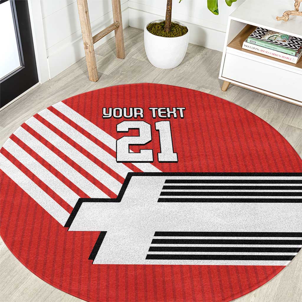 Swiss Football Custom Round Carpet 1990-1992 Retro Red Switzerland Vintage