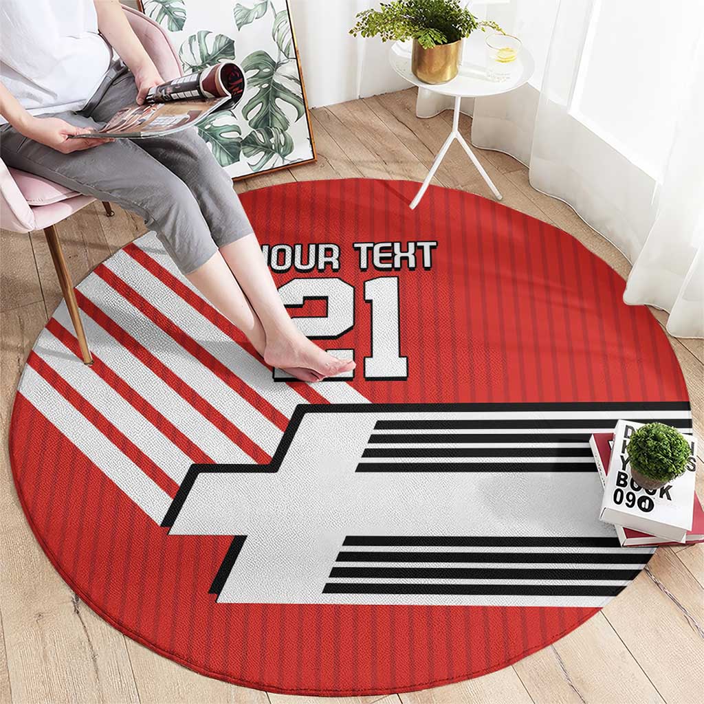 Swiss Football Custom Round Carpet 1990-1992 Retro Red Switzerland Vintage