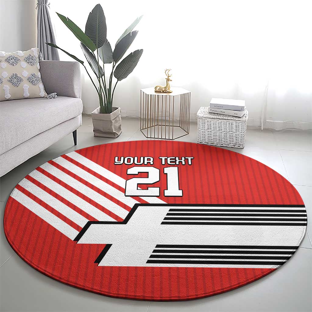 Swiss Football Custom Round Carpet 1990-1992 Retro Red Switzerland Vintage