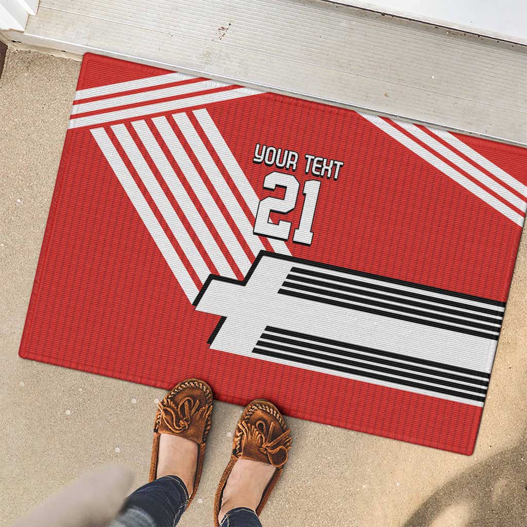 Swiss Football Custom Rubber Doormat 1990-1992 Retro Red Switzerland Vintage